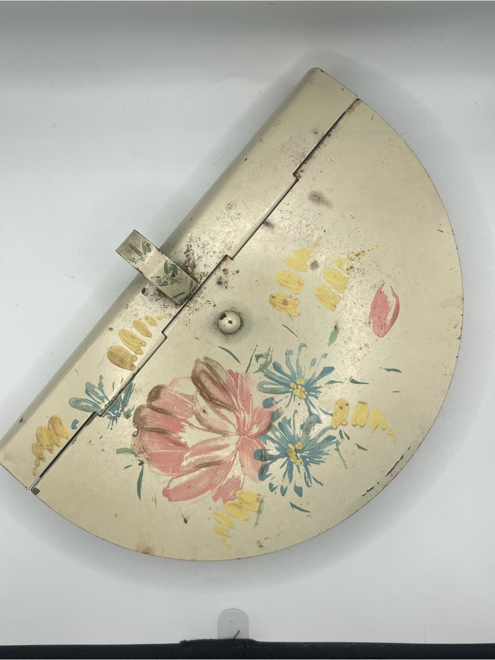 Antique Toleware Crumb Catcher Silent Butler Hand Painted Metal